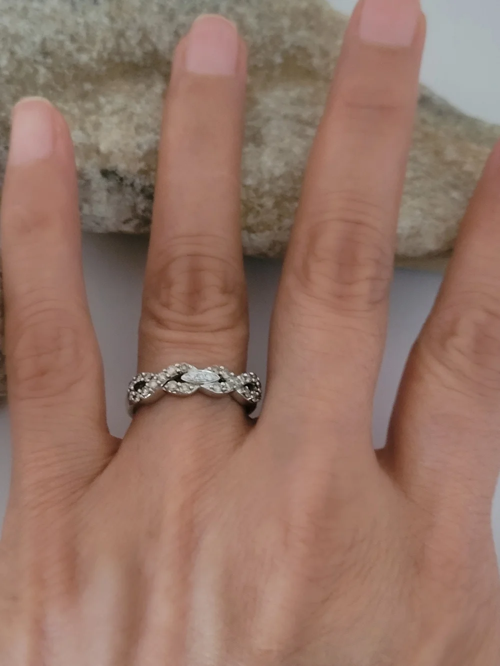 LeVian 14K White Gold Chocolate & Vanilla Diamond Infinity Ring Size 6.5